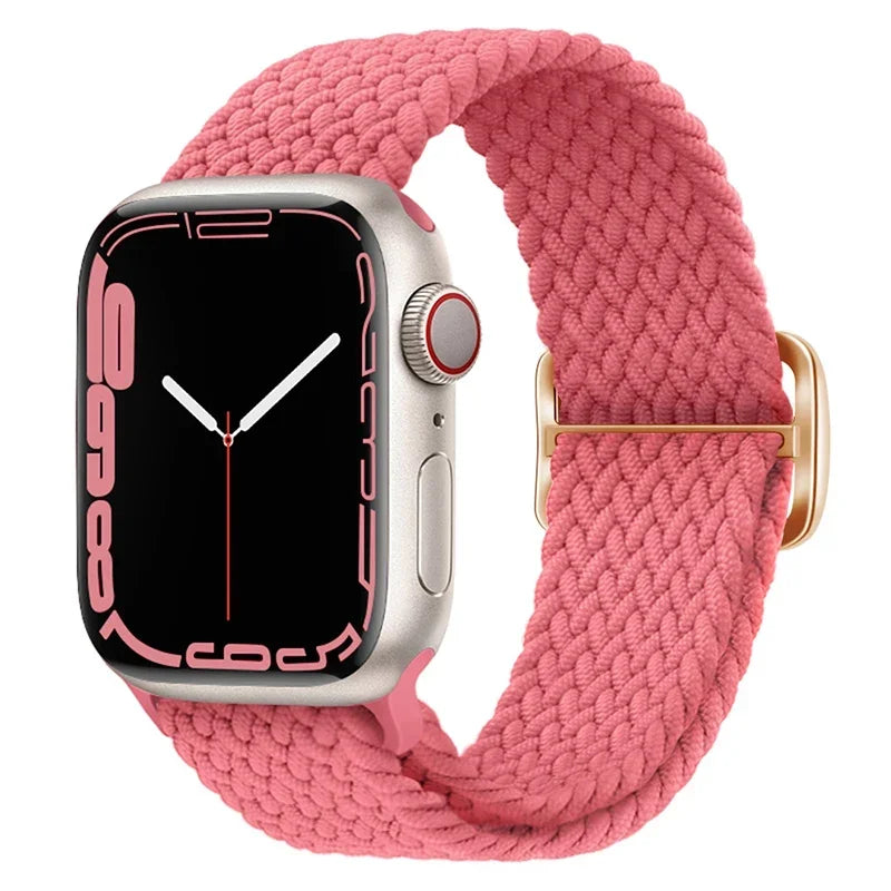 Braided Loop For Apple watch Strap 44mm 40mm 45mm 41mm 42mm 38mm 49mm Elastic Solo bracelet iWatch series 7 se 3 6 Ultra 8 Band