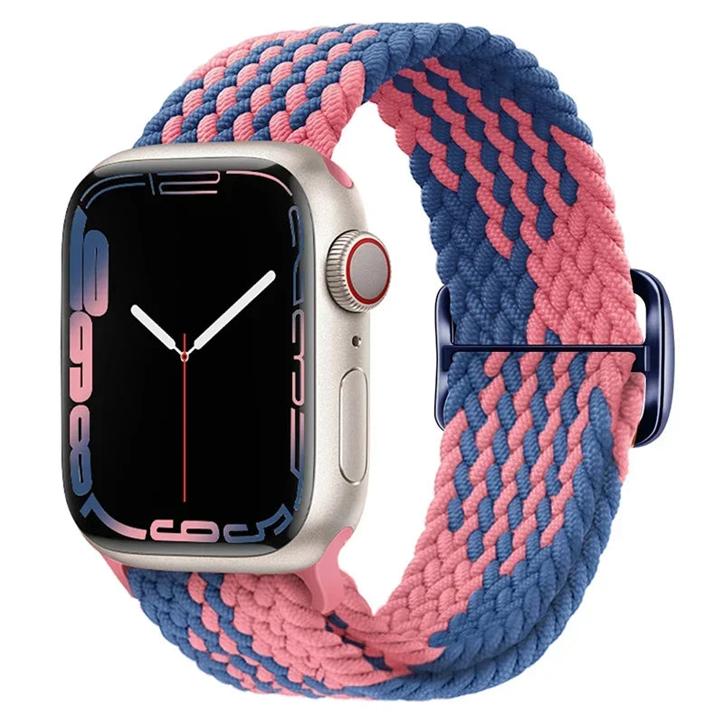 Braided Loop For Apple watch Strap 44mm 40mm 45mm 41mm 42mm 38mm 49mm Elastic Solo bracelet iWatch series 7 se 3 6 Ultra 8 Band