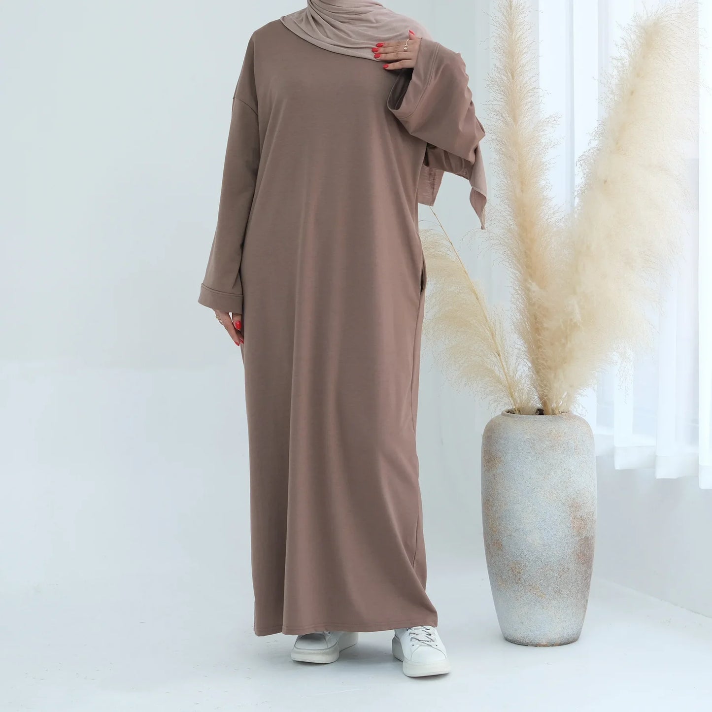 Abaya Long Sweater Dress Plain  Casual Wear Kaftan Robe