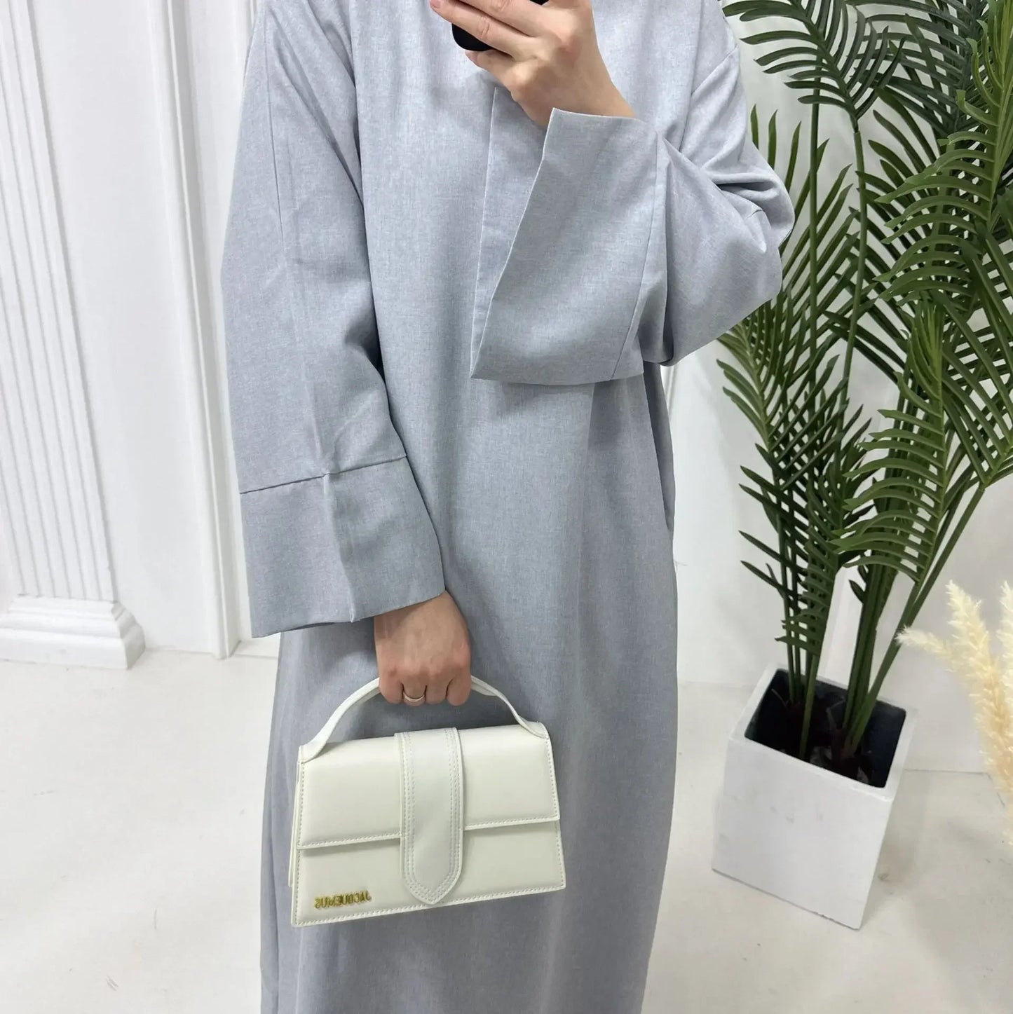 Cotton Linen Closed Abaya Dress  Casual Abayas Islamic Kaftan Robe