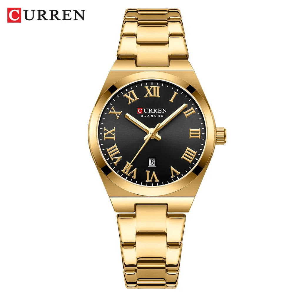 CURREN Luxury Women Watches Fashion Casual FemaleLadies Stainless Steel Quartz Wristwatches Life Waterproof Girlfriend Gift