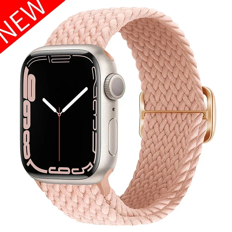 Braided Loop For Apple watch Strap 44mm 40mm 45mm 41mm 42mm 38mm 49mm Elastic Solo bracelet iWatch series 7 se 3 6 Ultra 8 Band