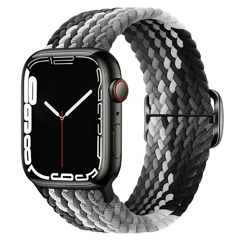 Braided Loop For Apple watch Strap 44mm 40mm 45mm 41mm 42mm 38mm 49mm Elastic Solo bracelet iWatch series 7 se 3 6 Ultra 8 Band