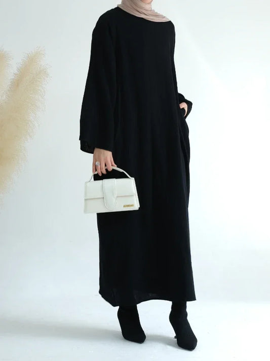 Abaya Dress Split Sleeve Modest Prayer Dresses Jalabiya  Kaftan Long Robe