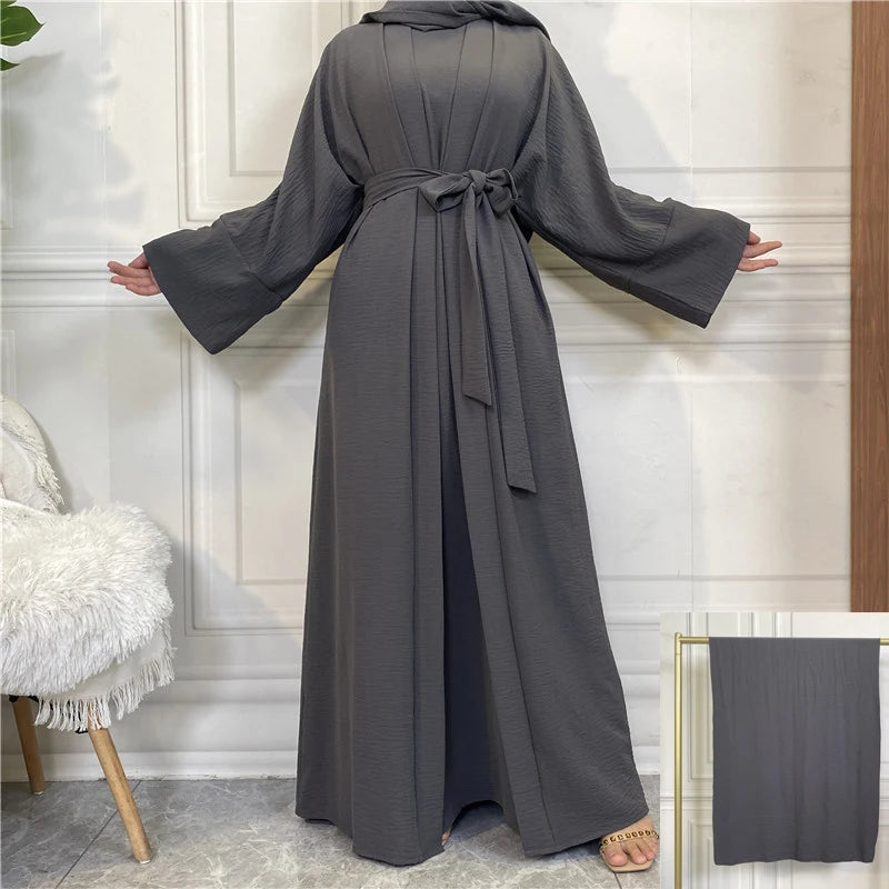 Abaya Long Dresses Open Kaftan Dubai Style 2 Piece Set Luxury Caftan Fashion