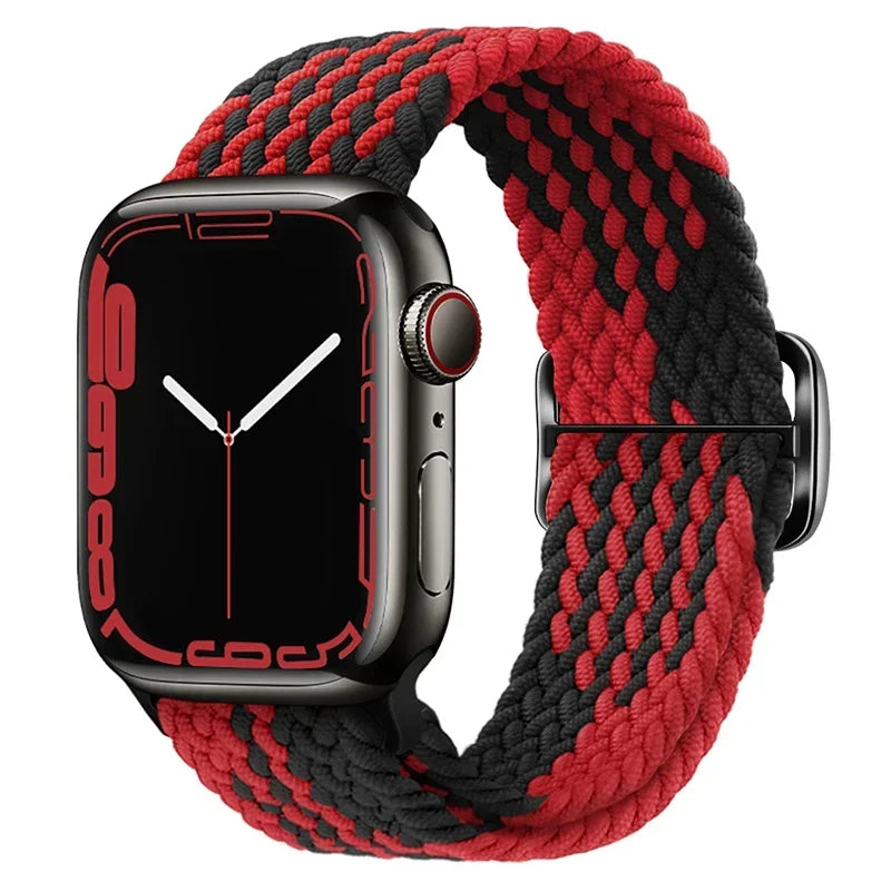 Braided Loop For Apple watch Strap 44mm 40mm 45mm 41mm 42mm 38mm 49mm Elastic Solo bracelet iWatch series 7 se 3 6 Ultra 8 Band