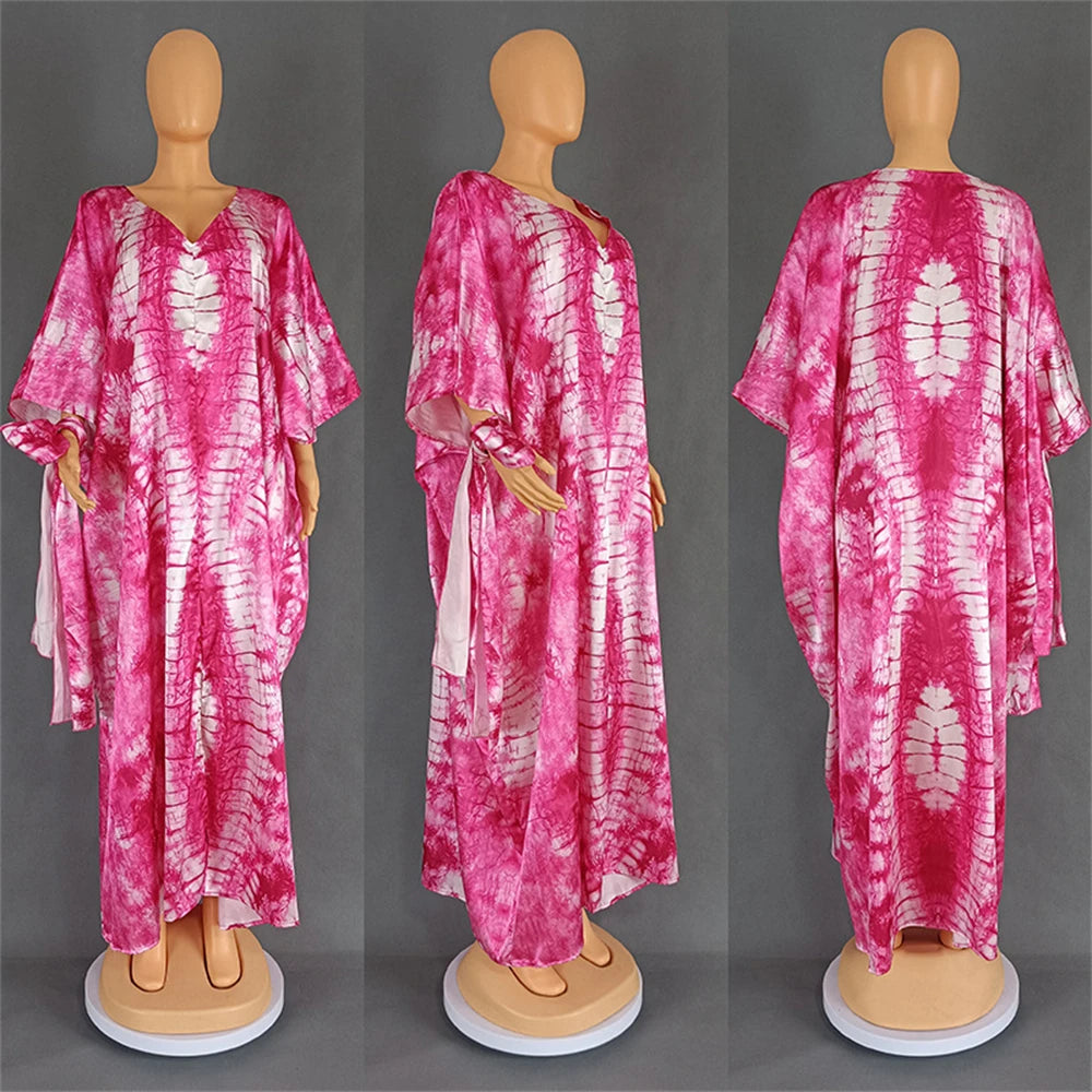 Abaya Hijab Kaftan Print Loose Boubou Robe Clothes Scarf Gown Caftan Dress