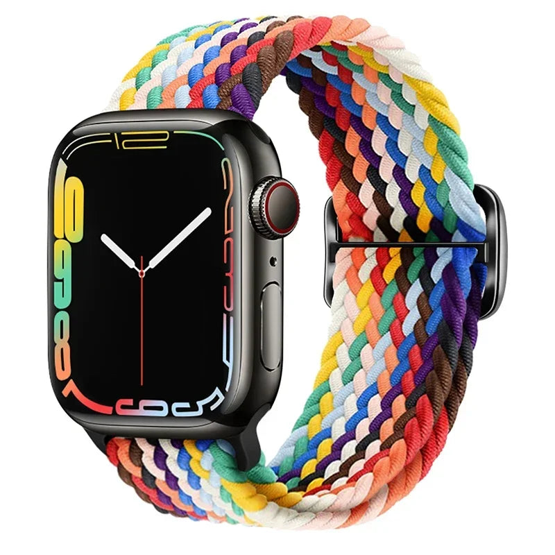 Braided Loop For Apple watch Strap 44mm 40mm 45mm 41mm 42mm 38mm 49mm Elastic Solo bracelet iWatch series 7 se 3 6 Ultra 8 Band