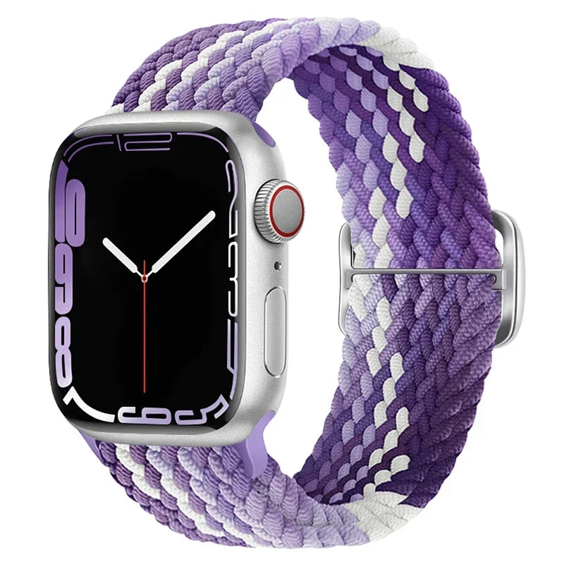 Braided Loop For Apple watch Strap 44mm 40mm 45mm 41mm 42mm 38mm 49mm Elastic Solo bracelet iWatch series 7 se 3 6 Ultra 8 Band