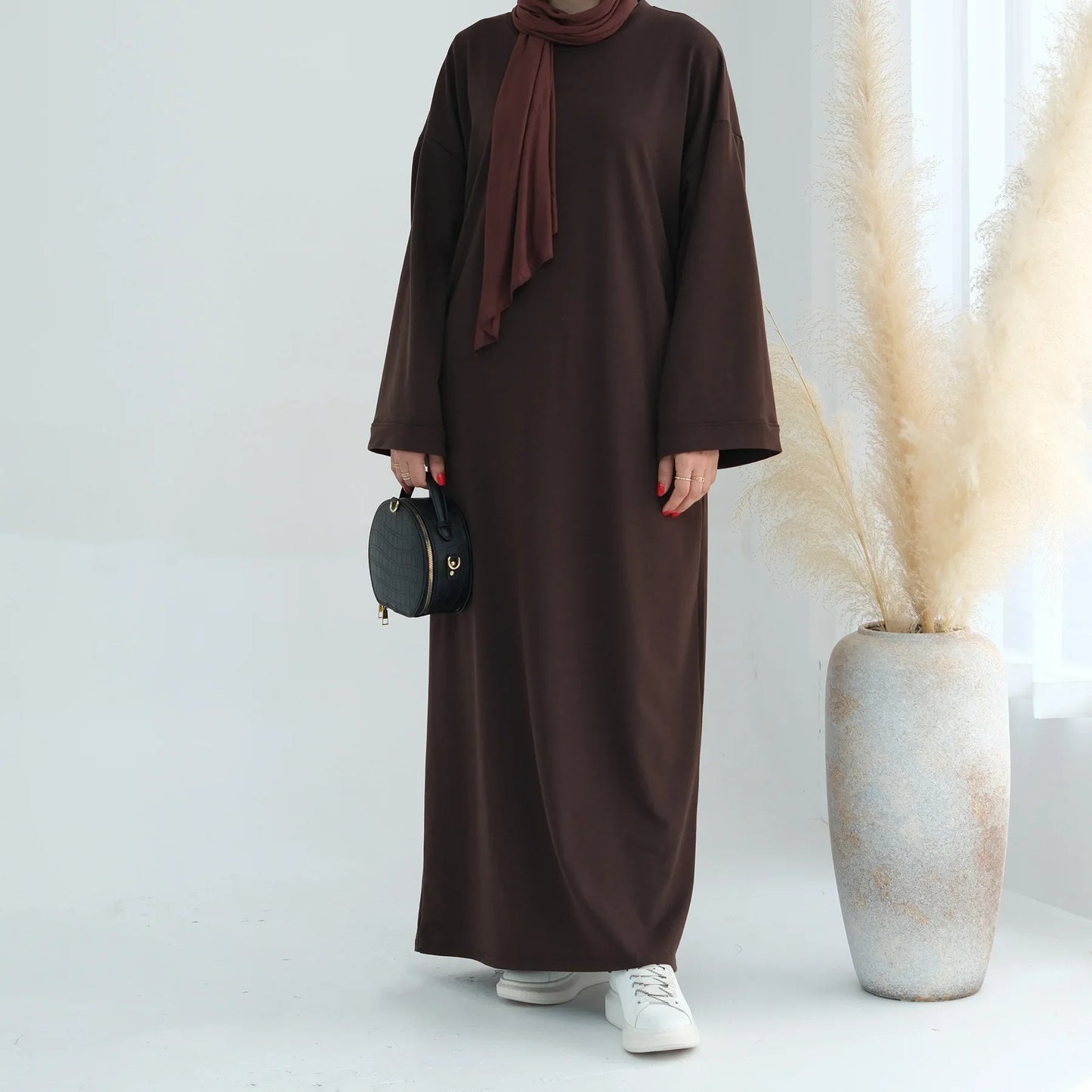 Abaya Long Sweater Dress Plain  Casual Wear Kaftan Robe