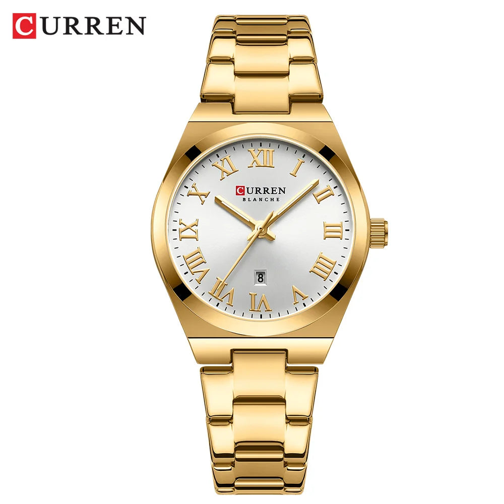 CURREN Luxury Women Watches Fashion Casual FemaleLadies Stainless Steel Quartz Wristwatches Life Waterproof Girlfriend Gift