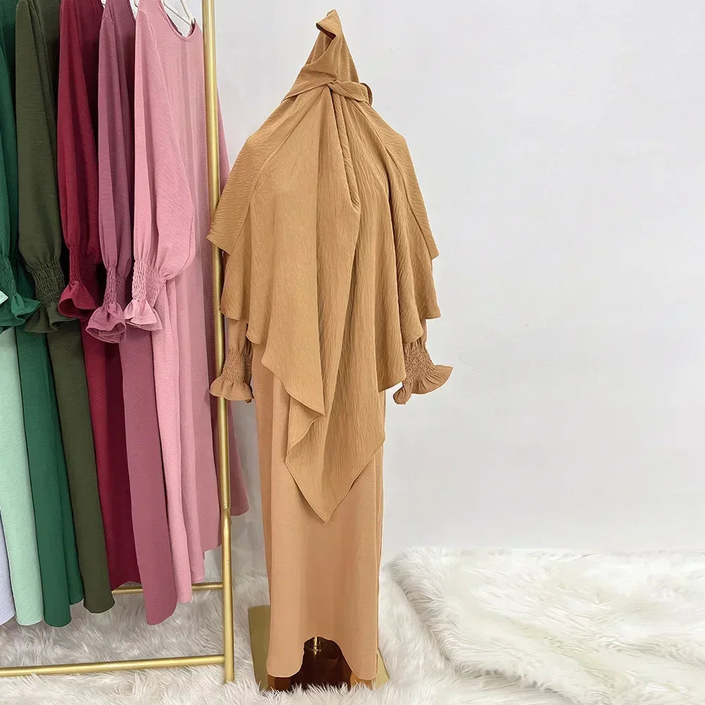 Abaya Jilbab 2 Piece Long Sleeve Hijab Dress Outfit