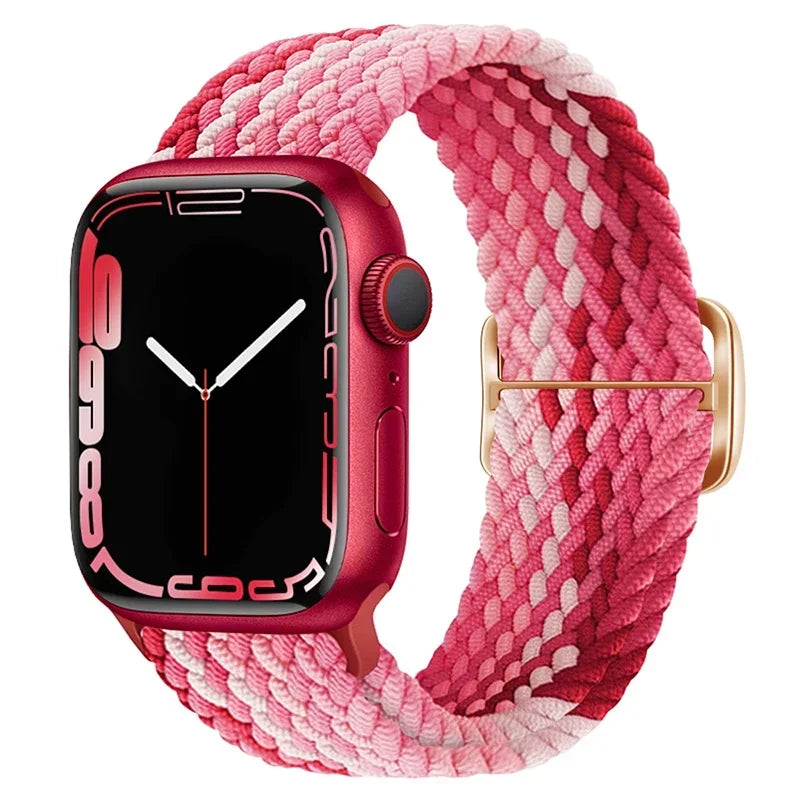 Braided Loop For Apple watch Strap 44mm 40mm 45mm 41mm 42mm 38mm 49mm Elastic Solo bracelet iWatch series 7 se 3 6 Ultra 8 Band