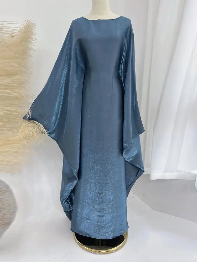 Batwing Butterfly Sleeve Satin Khimar Abaya Kaftan Caftan Robe Dress