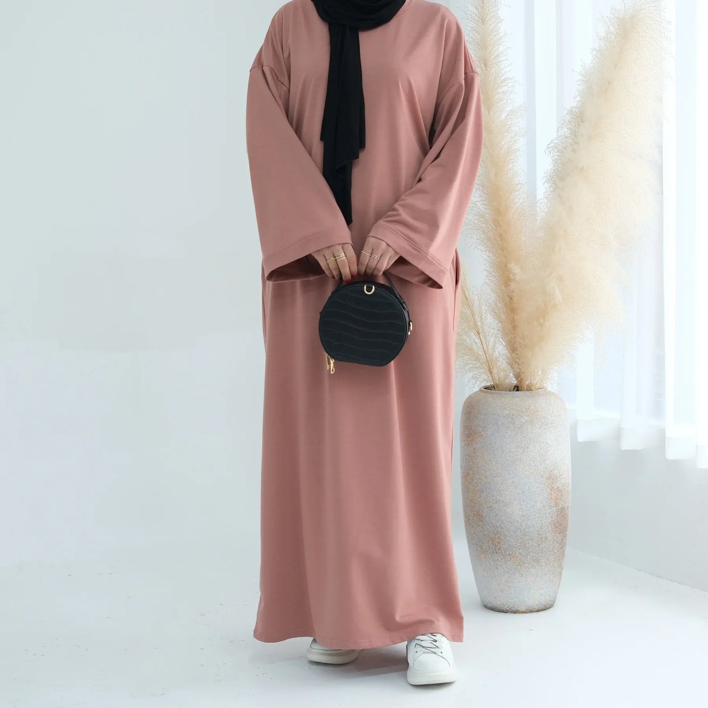 Abaya Long Sweater Dress Plain  Casual Wear Kaftan Robe