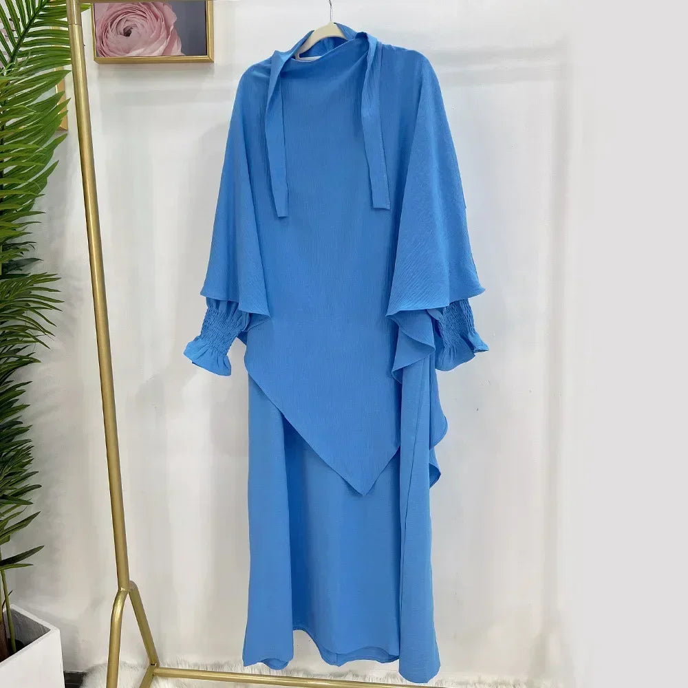 Abaya Jilbab 2 Piece Long Sleeve Hijab Dress Outfit