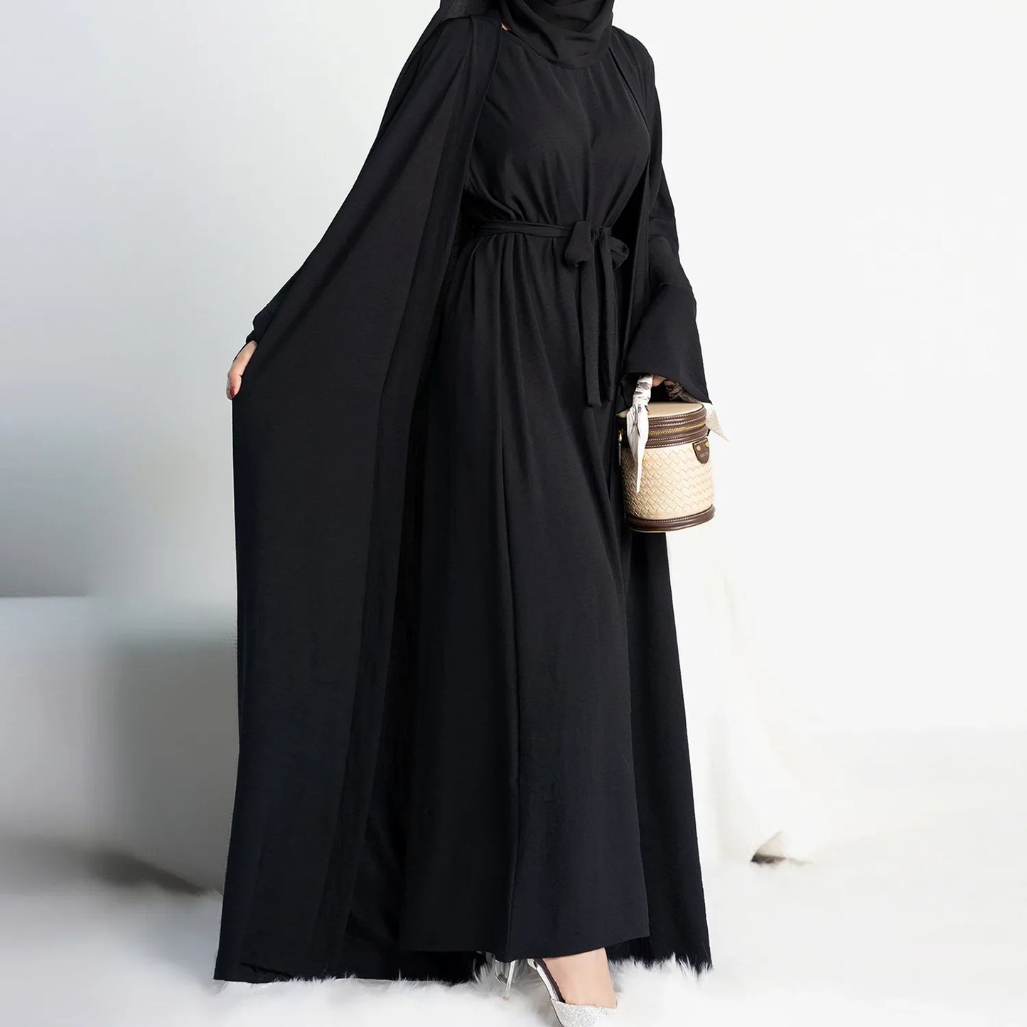 2pcs Abaya Hijab Long Robe Caftan Islamic Clothing