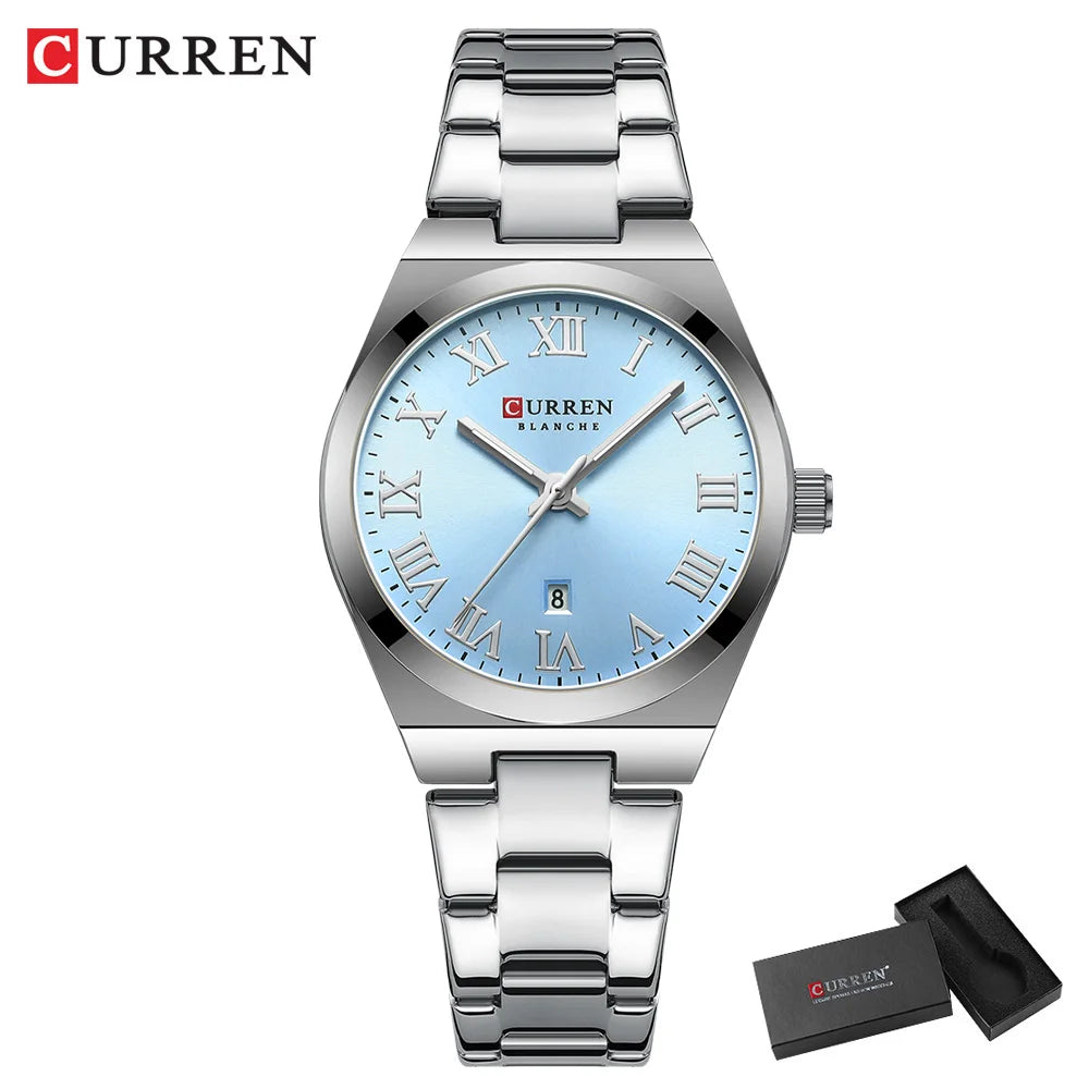 CURREN Luxury Women Watches Fashion Casual FemaleLadies Stainless Steel Quartz Wristwatches Life Waterproof Girlfriend Gift