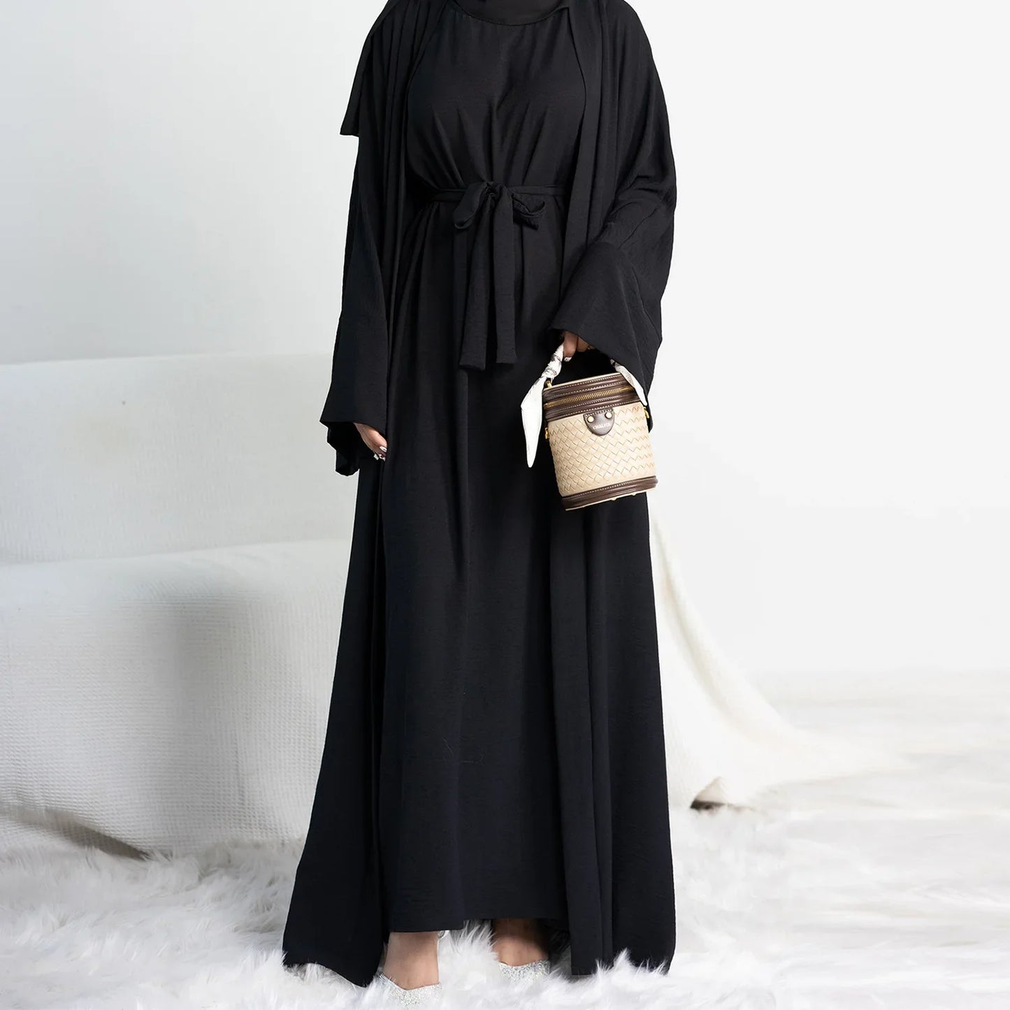 2pcs Abaya Hijab Long Robe Caftan Islamic Clothing