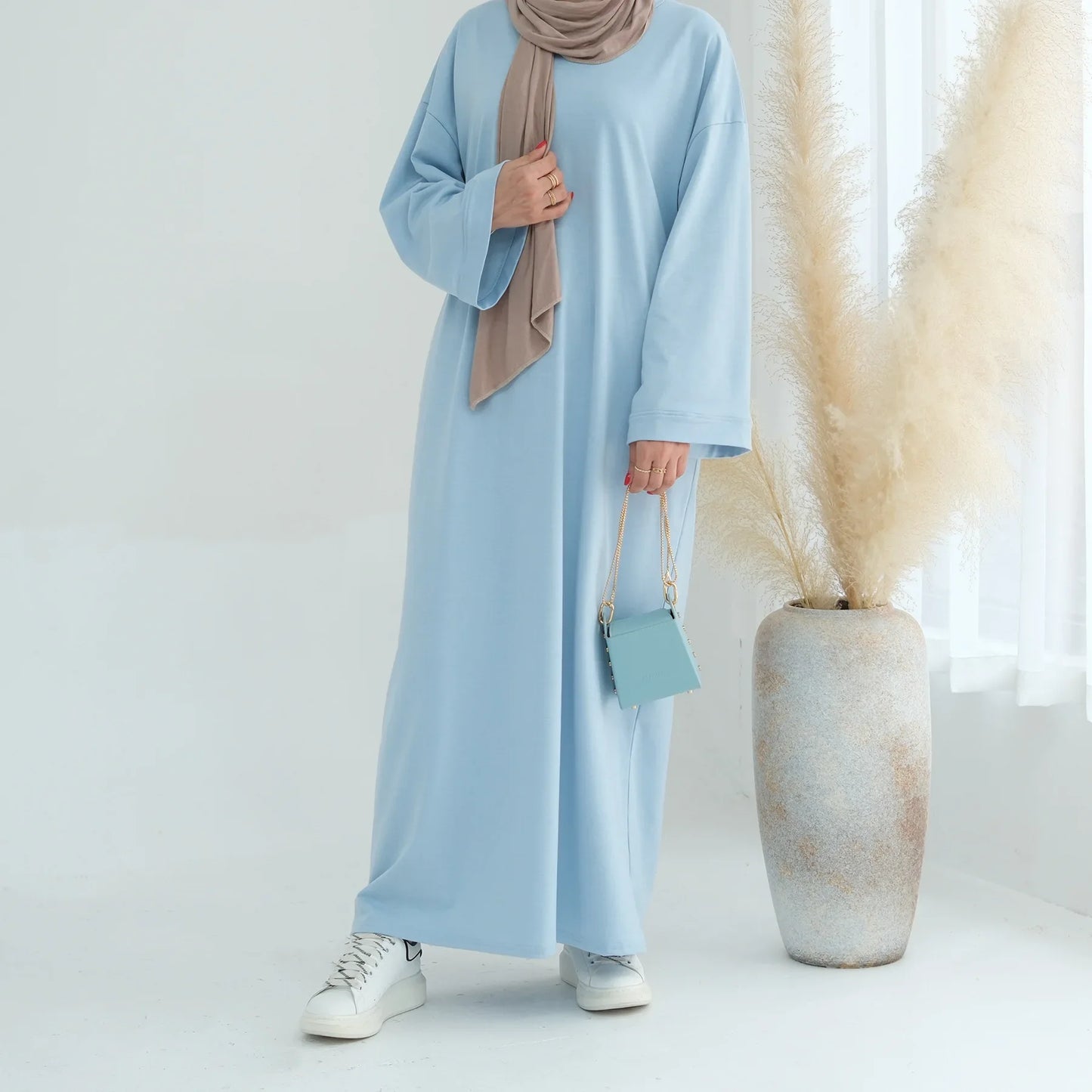 Abaya Long Sweater Dress Plain  Casual Wear Kaftan Robe