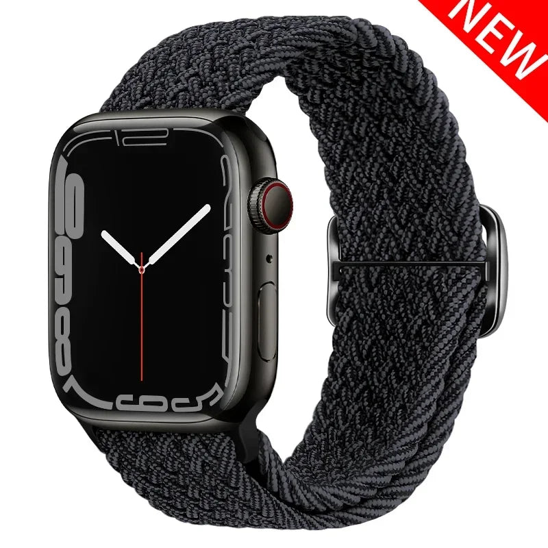 Braided Loop For Apple watch Strap 44mm 40mm 45mm 41mm 42mm 38mm 49mm Elastic Solo bracelet iWatch series 7 se 3 6 Ultra 8 Band