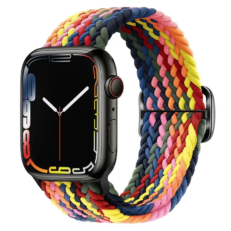 Braided Loop For Apple watch Strap 44mm 40mm 45mm 41mm 42mm 38mm 49mm Elastic Solo bracelet iWatch series 7 se 3 6 Ultra 8 Band