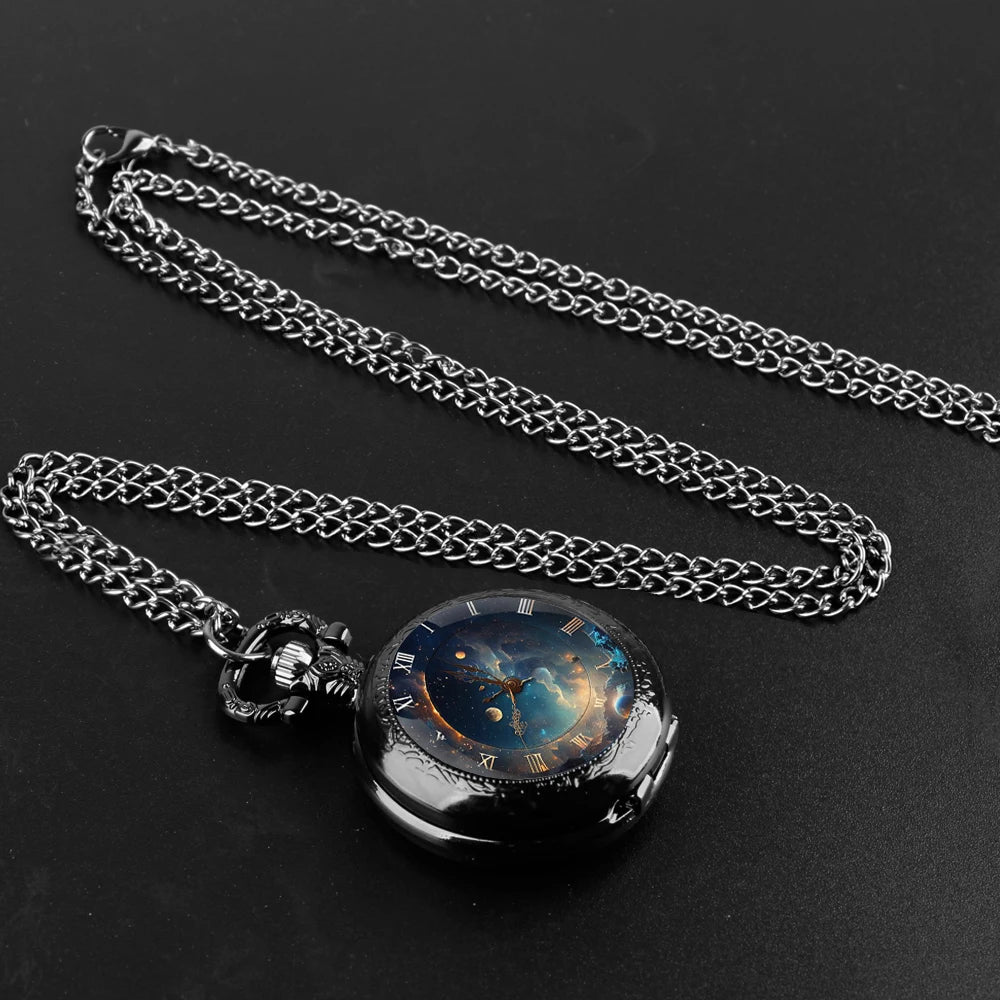 Unique Steampunk Glass Dome Vintage Quartz Pocket Watch Men Women Pendant Necklace Chain Charm Clock Hours Watch Jewelry Gifts