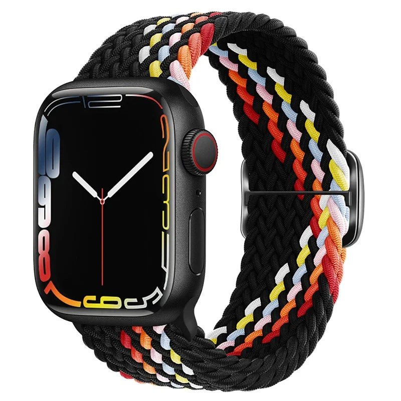 Braided Loop For Apple watch Strap 44mm 40mm 45mm 41mm 42mm 38mm 49mm Elastic Solo bracelet iWatch series 7 se 3 6 Ultra 8 Band