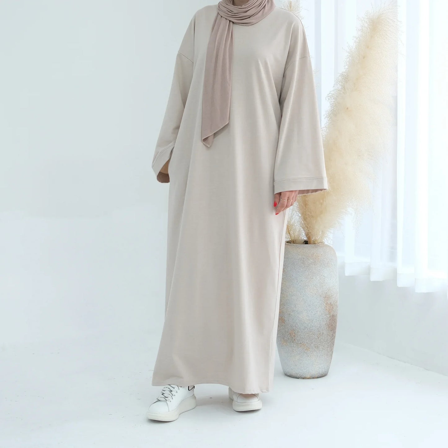 Abaya Long Sweater Dress Plain  Casual Wear Kaftan Robe