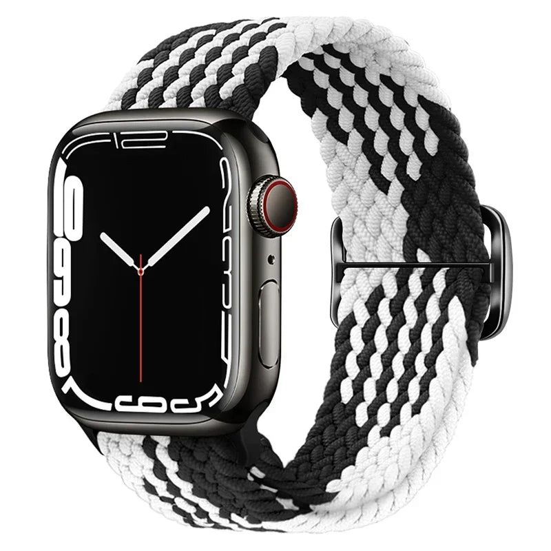 Braided Loop For Apple watch Strap 44mm 40mm 45mm 41mm 42mm 38mm 49mm Elastic Solo bracelet iWatch series 7 se 3 6 Ultra 8 Band