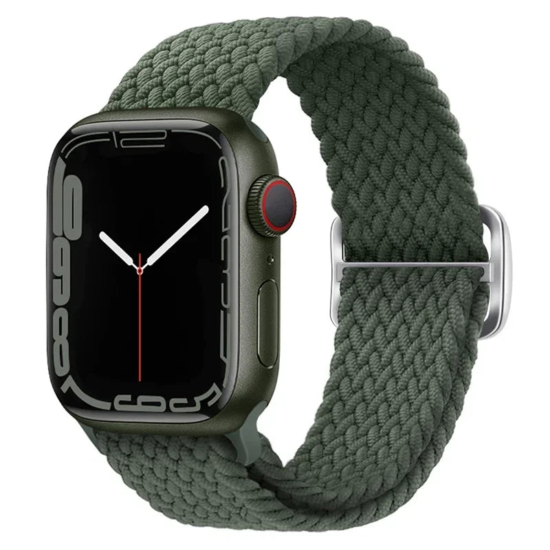 Braided Loop For Apple watch Strap 44mm 40mm 45mm 41mm 42mm 38mm 49mm Elastic Solo bracelet iWatch series 7 se 3 6 Ultra 8 Band