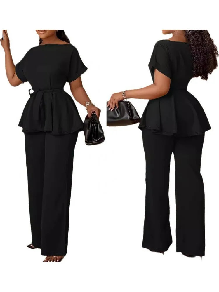 Elegant Sets Black Top And Pants Suits Outfits