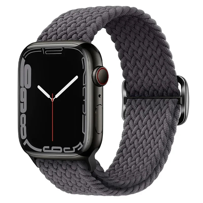 Braided Loop For Apple watch Strap 44mm 40mm 45mm 41mm 42mm 38mm 49mm Elastic Solo bracelet iWatch series 7 se 3 6 Ultra 8 Band