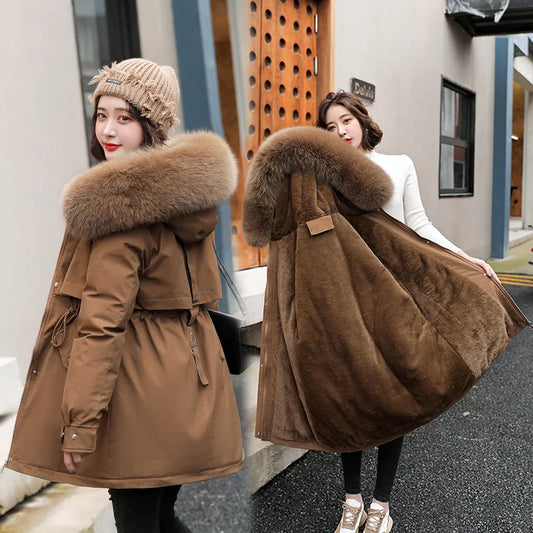 Elegant Fashion Coat Wool Liner Hooded