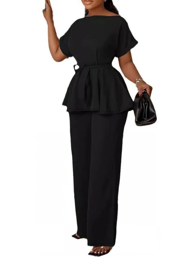 Elegant Sets Black Top And Pants Suits Outfits