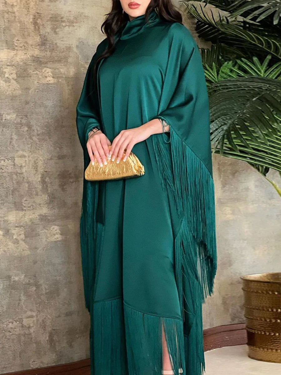 Batwing Sleeve Tassel Kaftan Light Apricot Corban Dresses