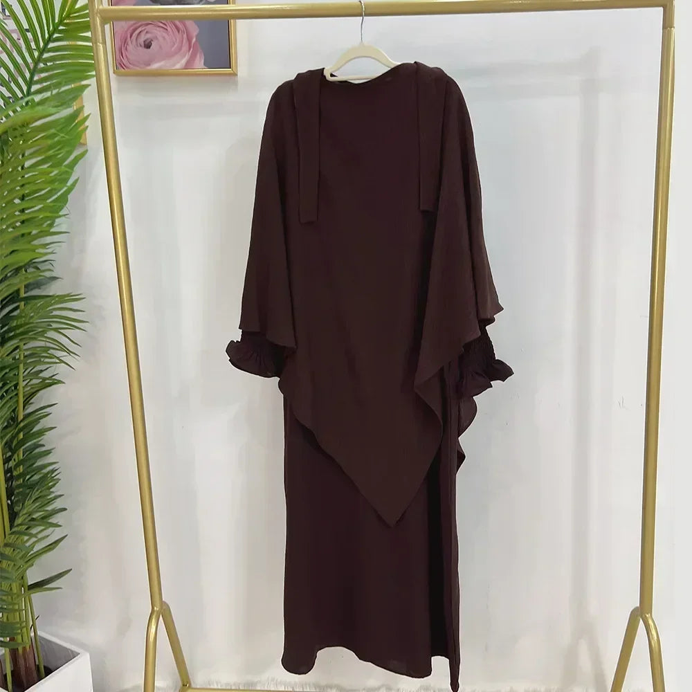 Abaya Jilbab 2 Piece Long Sleeve Hijab Dress Outfit