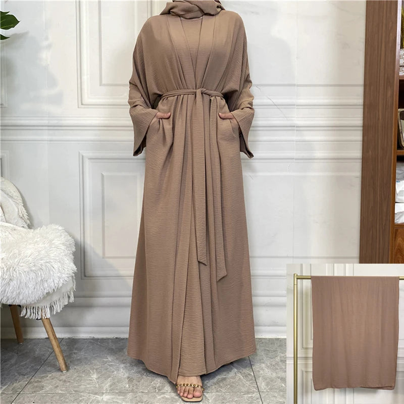 Abaya Long Dresses Open Kaftan Dubai Style 2 Piece Set Luxury Caftan Fashion