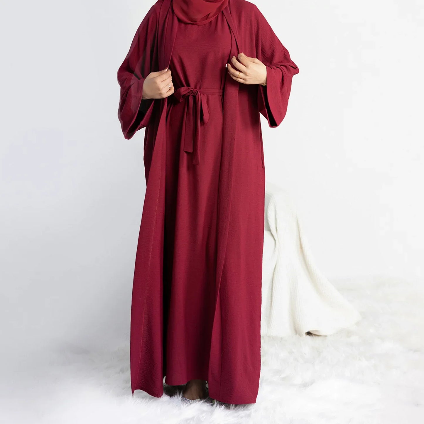 2pcs Abaya Hijab Long Robe Caftan Islamic Clothing