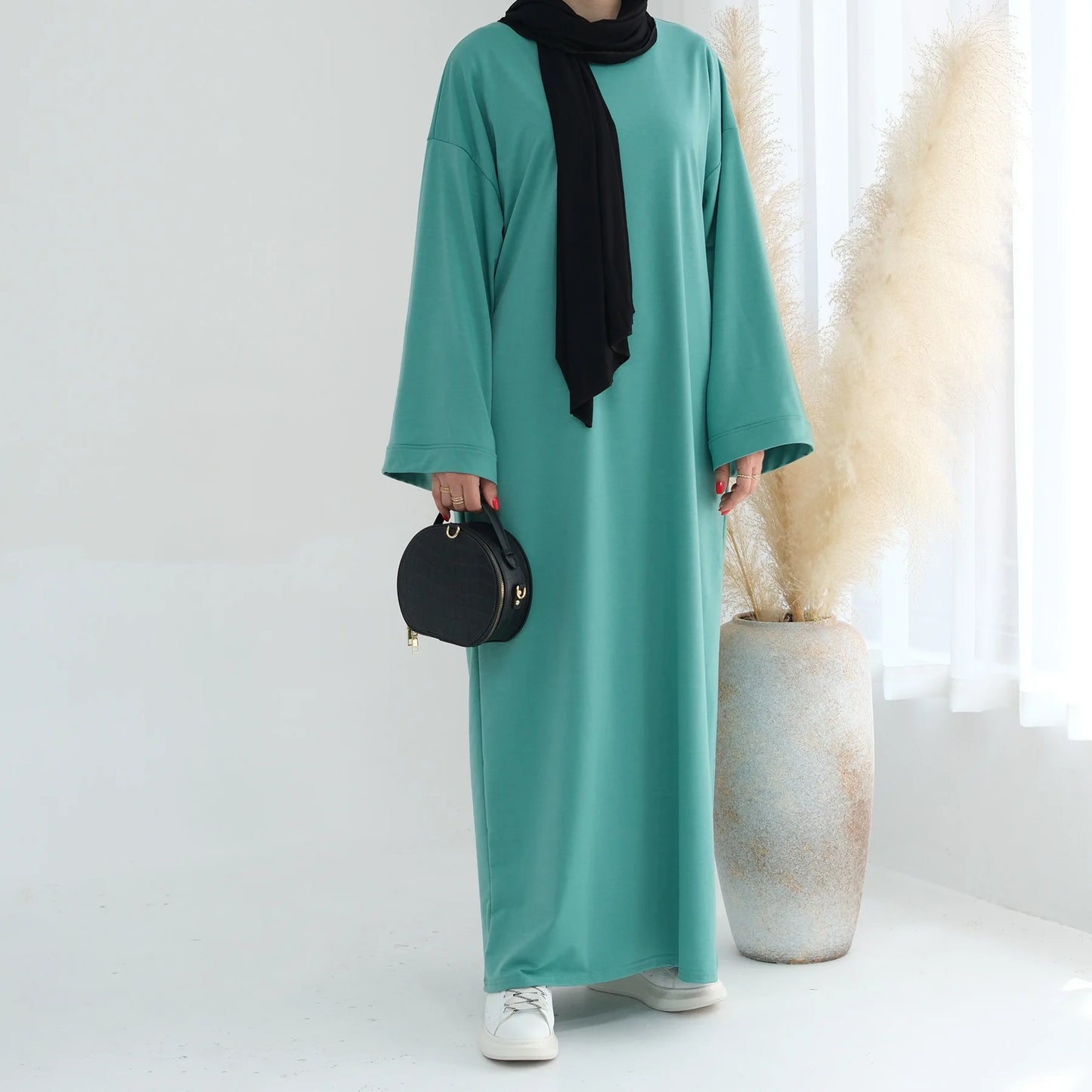 Abaya Long Sweater Dress Plain  Casual Wear Kaftan Robe