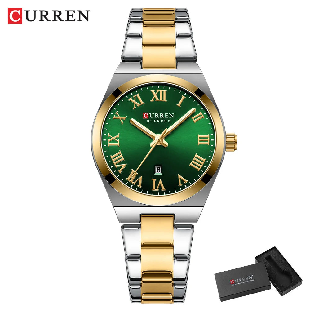 CURREN Luxury Women Watches Fashion Casual FemaleLadies Stainless Steel Quartz Wristwatches Life Waterproof Girlfriend Gift