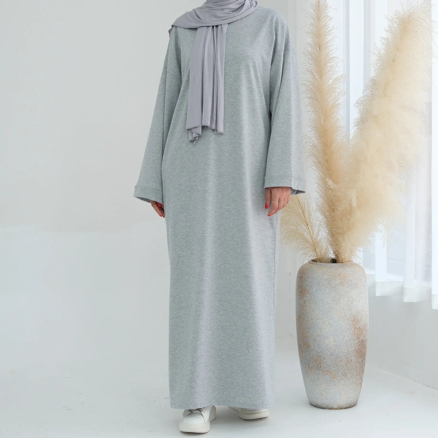 Abaya Long Sweater Dress Plain  Casual Wear Kaftan Robe