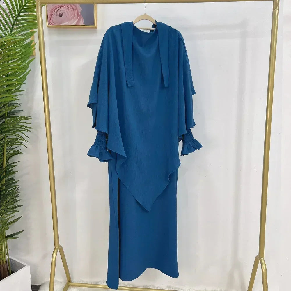 Abaya Jilbab 2 Piece Long Sleeve Hijab Dress Outfit