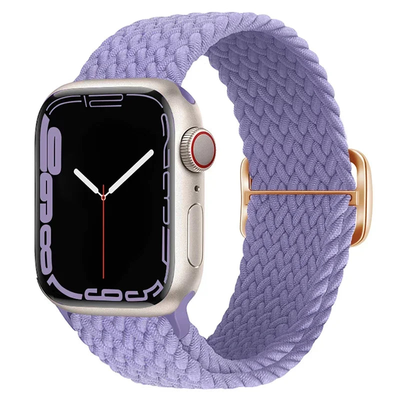 Braided Loop For Apple watch Strap 44mm 40mm 45mm 41mm 42mm 38mm 49mm Elastic Solo bracelet iWatch series 7 se 3 6 Ultra 8 Band