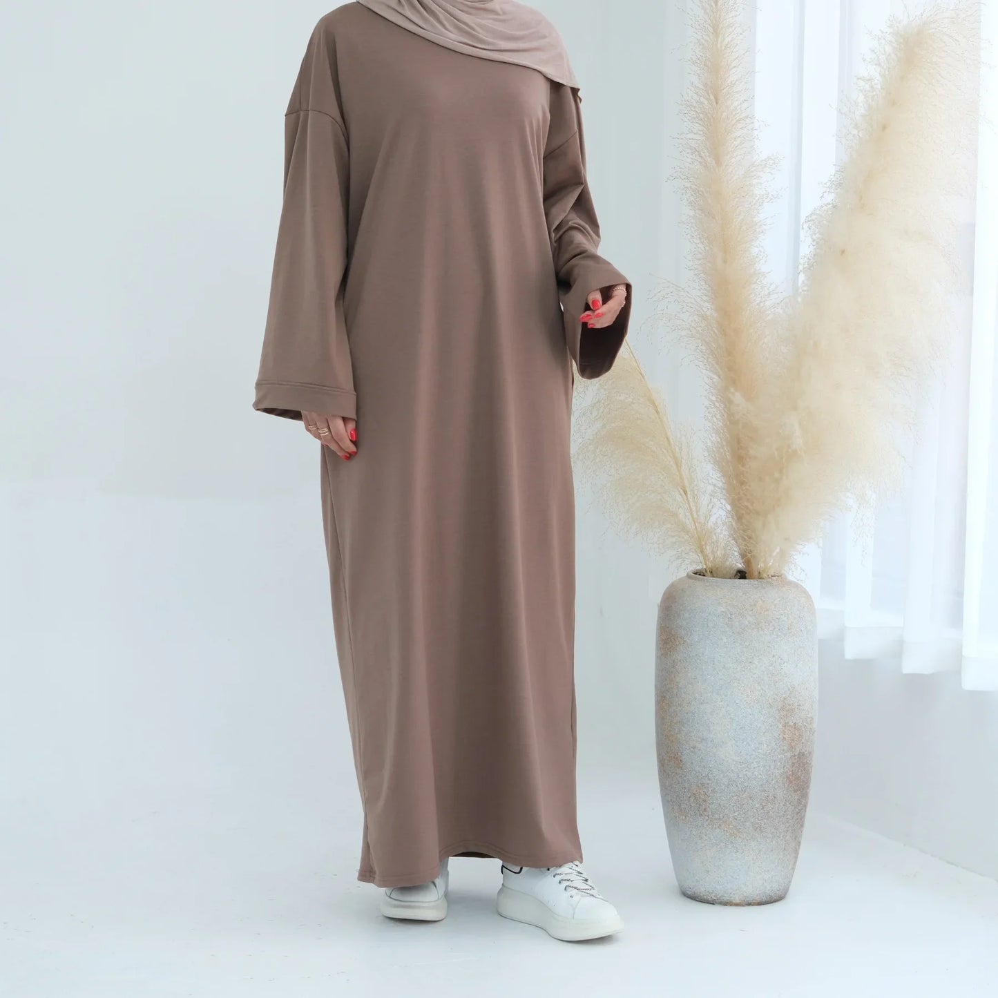 Abaya Long Sweater Dress Plain  Casual Wear Kaftan Robe