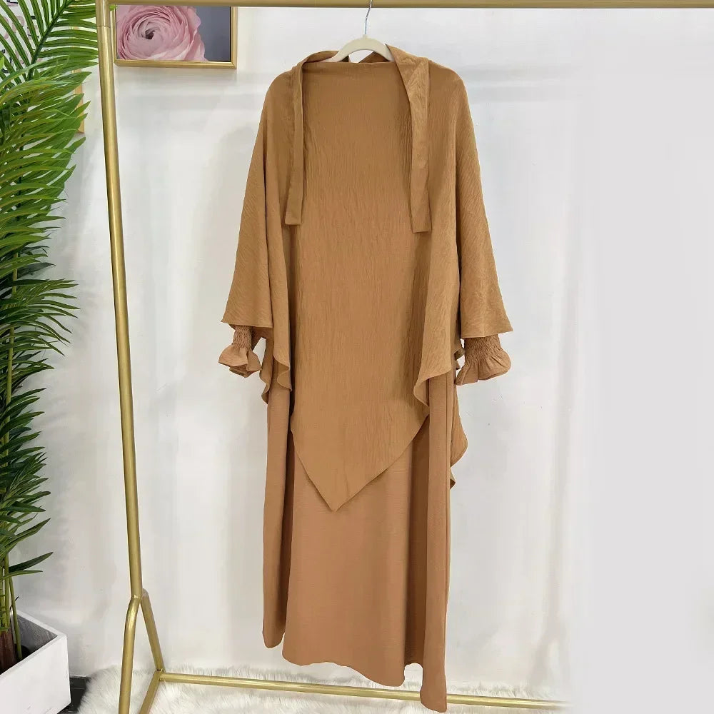 Abaya Jilbab 2 Piece Long Sleeve Hijab Dress Outfit