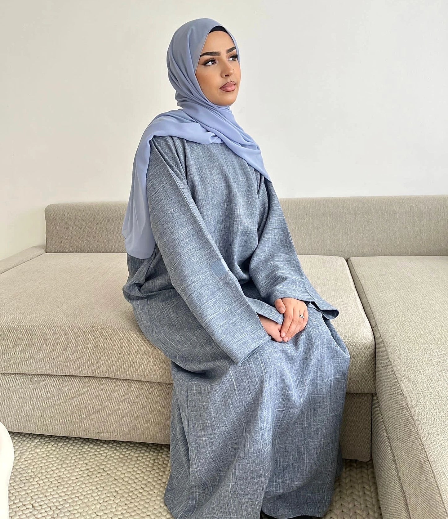 Cotton Linen Closed Abaya Dress  Casual Abayas Islamic Kaftan Robe