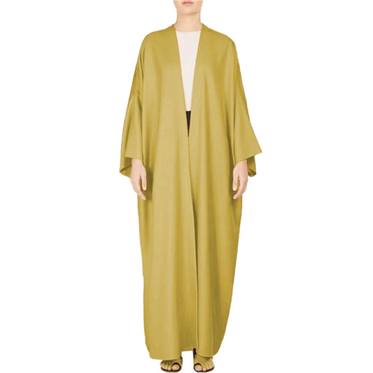 Elegant Bright Satin Batwing Sleeve Robe Modest Dress Dubai