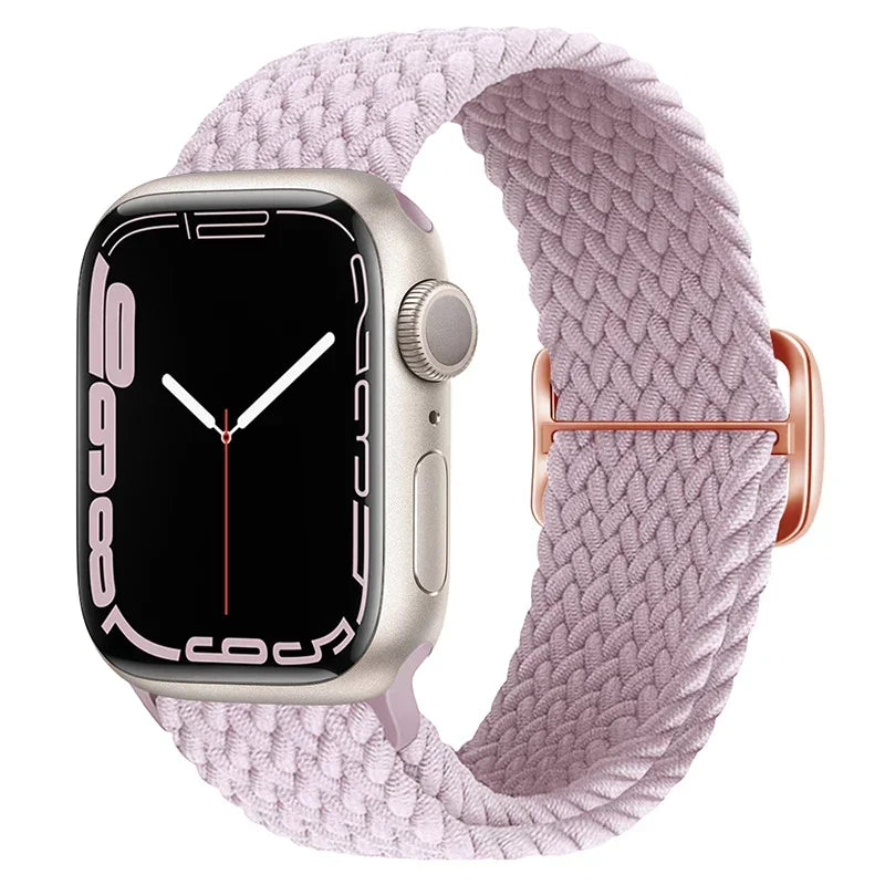 Braided Loop For Apple watch Strap 44mm 40mm 45mm 41mm 42mm 38mm 49mm Elastic Solo bracelet iWatch series 7 se 3 6 Ultra 8 Band