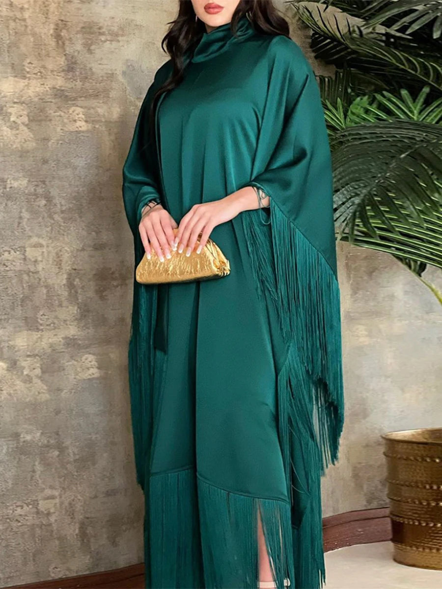 Batwing Sleeve Tassel Kaftan Light Apricot Corban Dresses